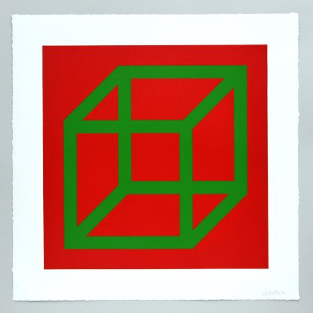Linocut Lewitt - Open Cube in Color on Color Plate 22