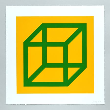Linocut Lewitt - Open Cube in Color on Color Plate 23