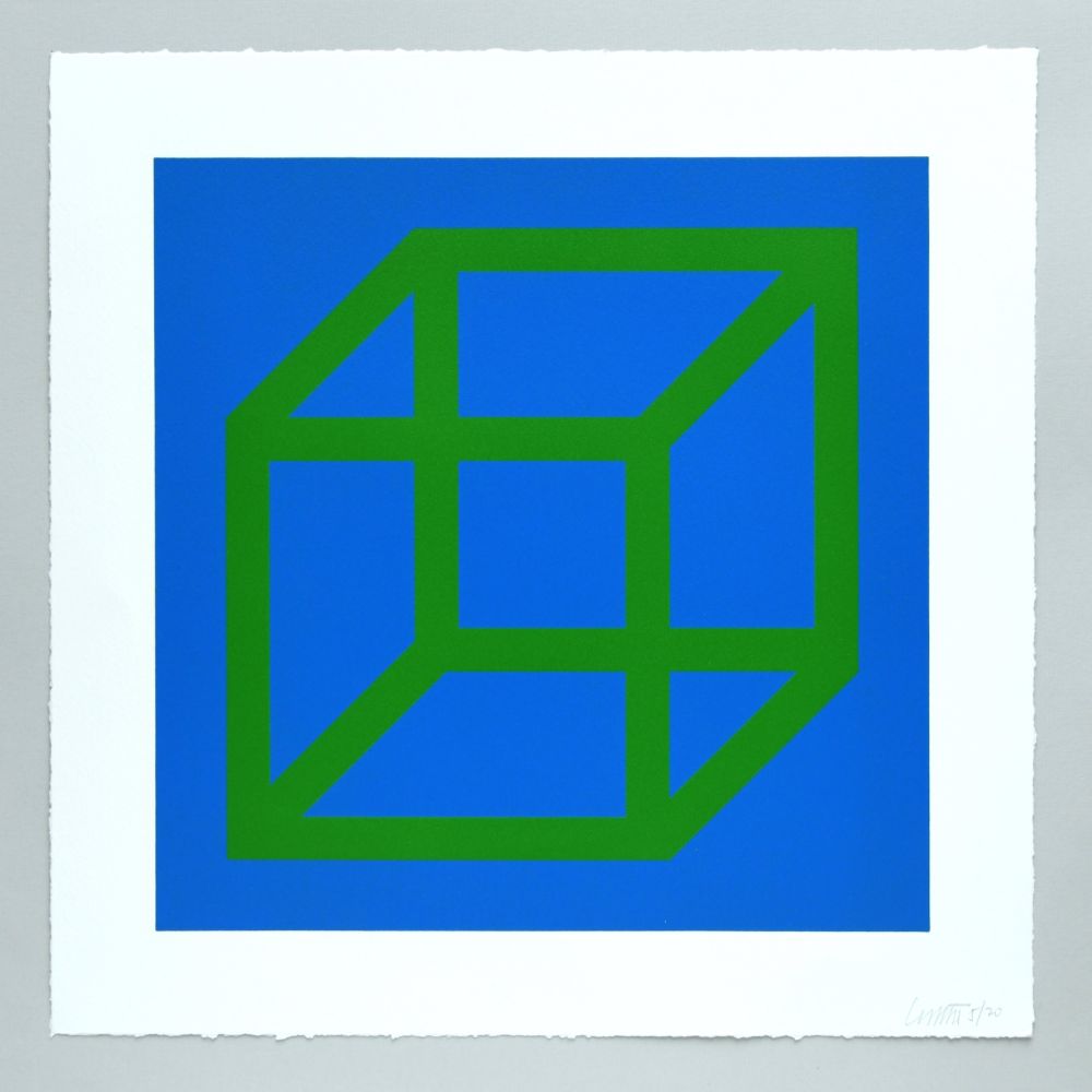 Linocut Lewitt - Open Cube in Color on Color Plate 24