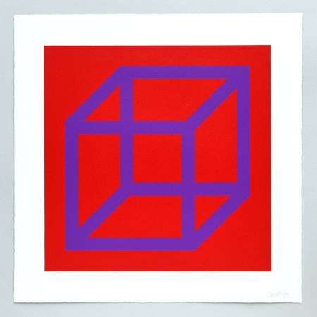 Linocut Lewitt - Open Cube in Color on Color Plate 26