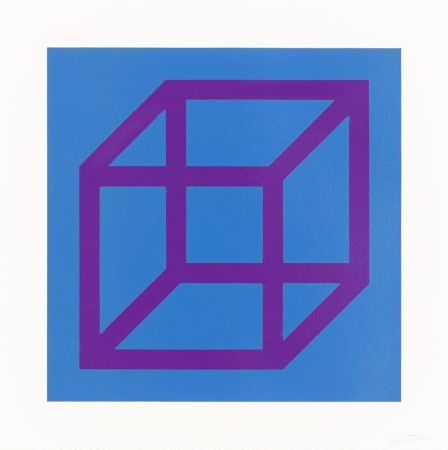 Linocut Lewitt - Open Cube in Color on Color Plate 28