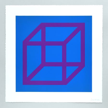 Linocut Lewitt - Open Cube in Color on Color Plate 28