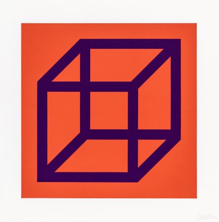 Linocut Lewitt - Open Cube in Color on Color Plate 29
