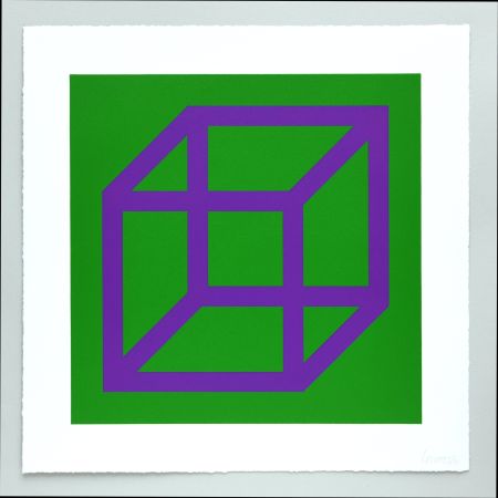 Linocut Lewitt - Open Cube in Color on Color Plate 30