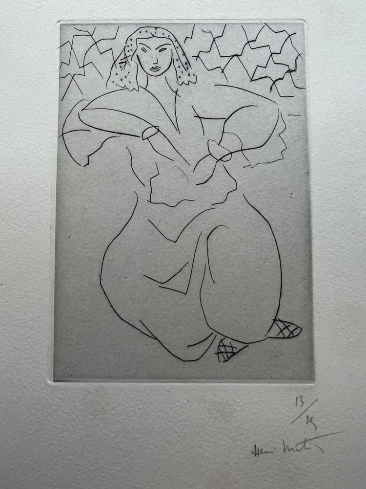 Etching Matisse - Orientale assis, voile sur la tete    /  Oriental seated, veil on the head