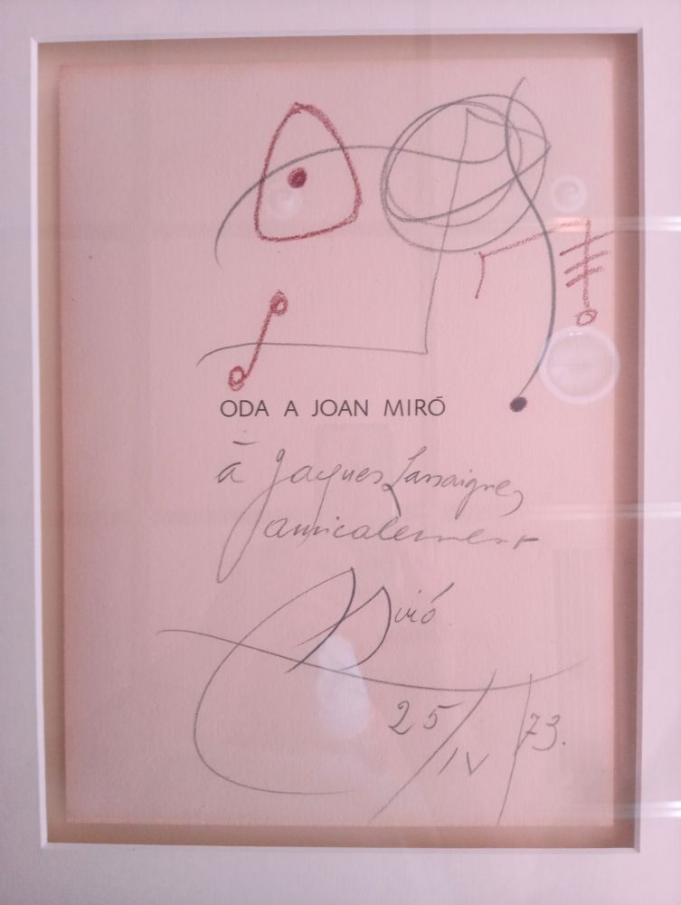 No Technical Miró - Original drawing dedicated to Jacques Lassaigne (with COA)