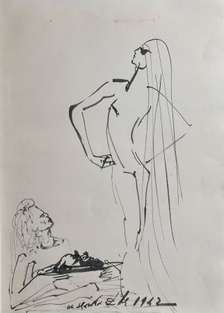 Illustrated Book Dali - Original Drawing Salom, Herod, & The Head of John The Baptist in The Secret Life of Salvador Dali book