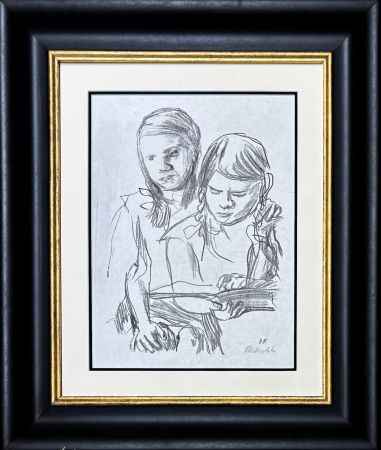 Lithograph Kokoschka - Oskar Kokoschka (1886–1980) - Zwei lesende Mädchen (Trudl - Doppelbild) - Chalk lithography - 1931