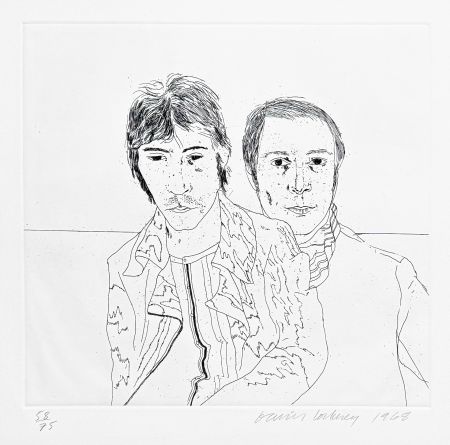 Engraving Hockney -  Ossie and Mo