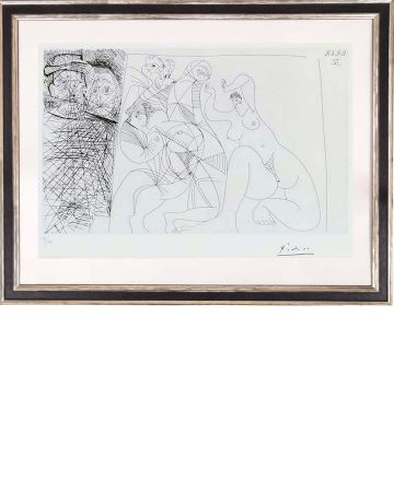 Engraving Picasso - O.T. - Tanzende und zwei Männer mit Rembramdt-Hut