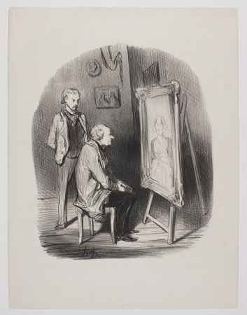 Lithograph Daumier - Oui, C’est bien feue ma femme! ...Seulement je trouve que vous l'avez trop flattée!....