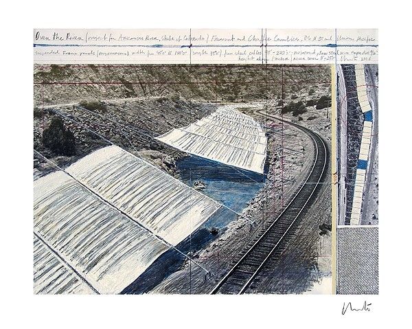 Lithograph Christo - Over The Arkansas River, Project A