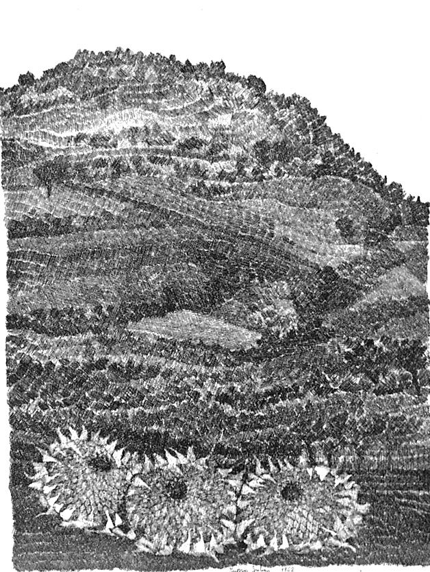 Engraving Gulino - Paesaggio con girasoli