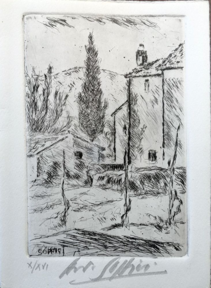 Drypoint Soffici - Paese