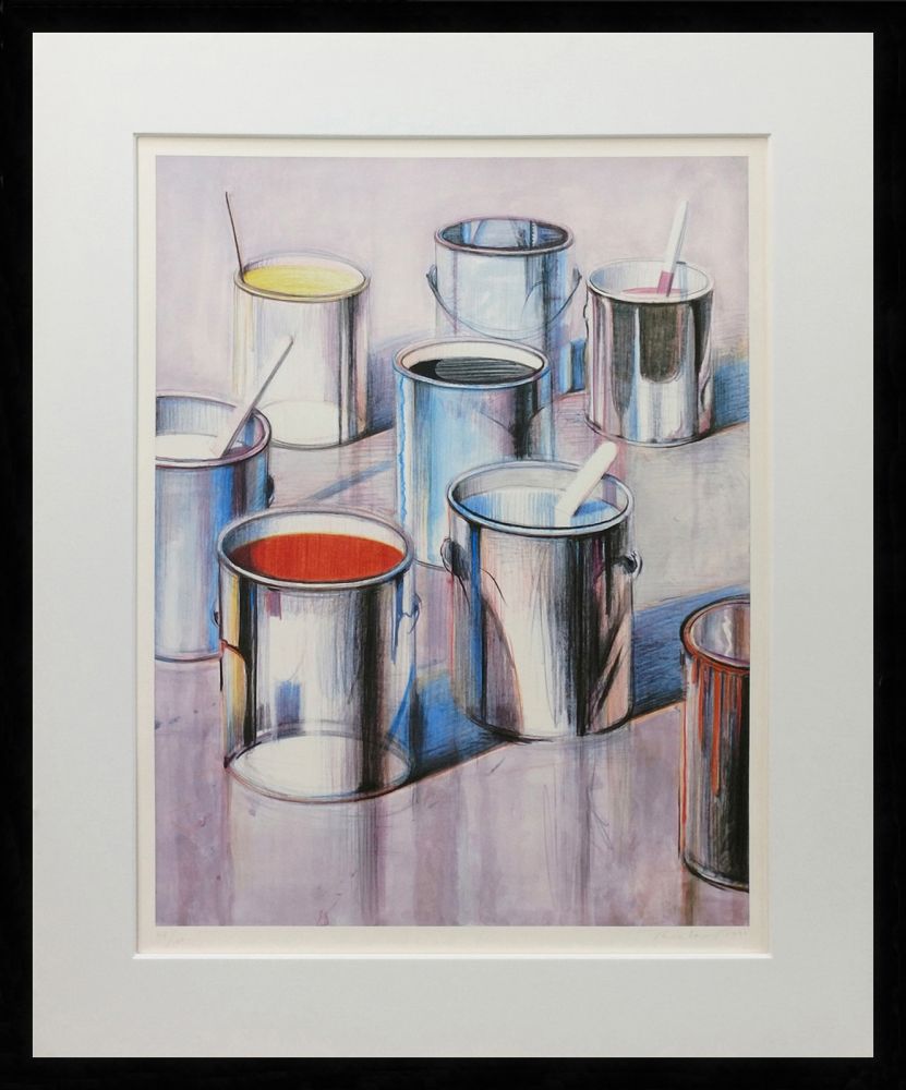 Lithograph Thiebaud - PAINT CANS