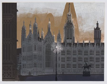 Linocut Bawden - Palace of Westminster 