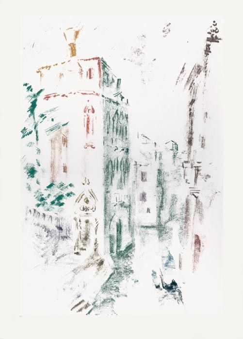 Lithograph Masson - Palais et canal (Voyage à Venise)