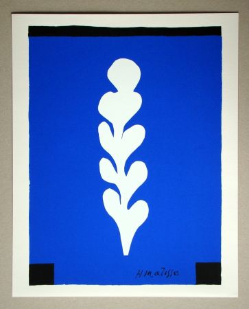 Screenprint Matisse (After) - Palme blanche sur fond bleu
