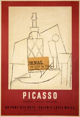 Poster Picasso - Papiers Collés Exposition Lucie Weill 