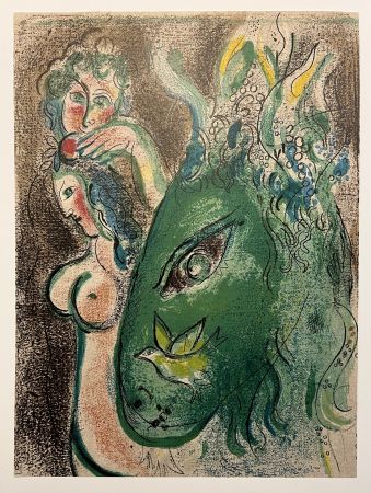 Lithograph Chagall - PARADIS (Paradise). Lithographie originale pour DESSINS POUR LA BIBLE (1960)