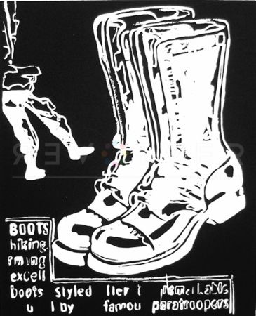 Screenprint Warhol - Paratrooper Boots Negative
