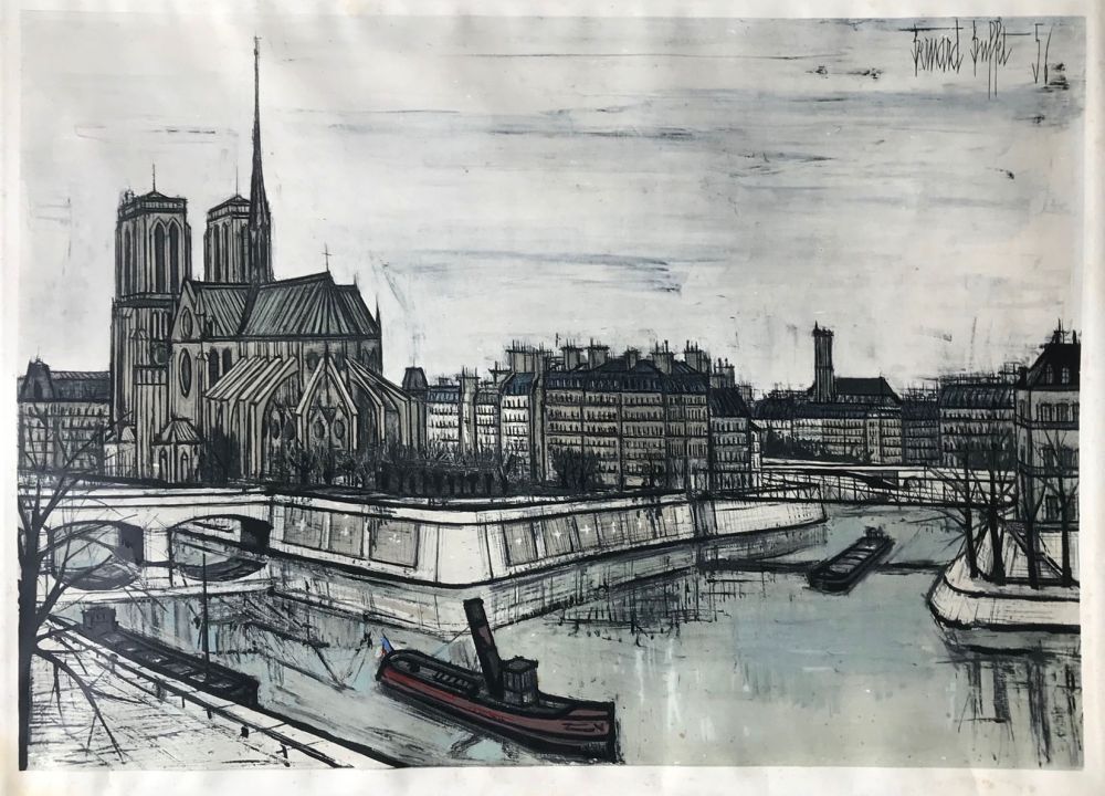 Pochoir De Bernard Buffet Paris Notre Dame Et La Cite On Amorosart