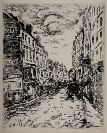 Etching Vlaminck - Paris 1937 : La Montagne Sainte-Geneviève