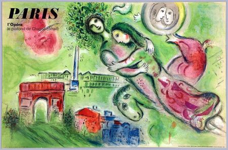 Lithograph Chagall - PARIS. L'OPÉRA. Romeo et Juliette. Le Plafond de l'Opéra de Paris (1964) 