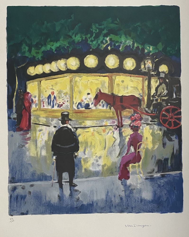 Lithograph Van Dongen - Paris Street Scene