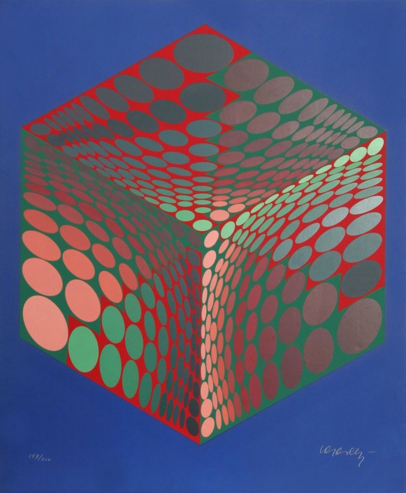 Screenprint Vasarely - Parmenide (Red, Green, & Blue)