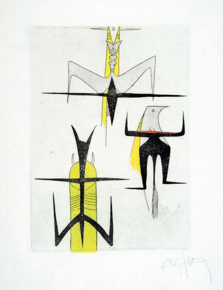 Etching And Aquatint Lam - PAROLES PEINTES (1959) 10 gravures originales de Max Ernst, Jacques Hérold, Wifredo Lam, Sébastian Matta et DorotheaTanning. Poèmes d’Alain Bosquet.