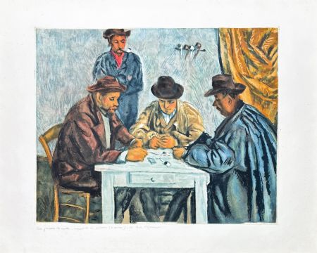 Etching Cezanne - Paul Cézanne (1839–1906) - The Card Players - Etching with aquatint on Arches paper - 1929