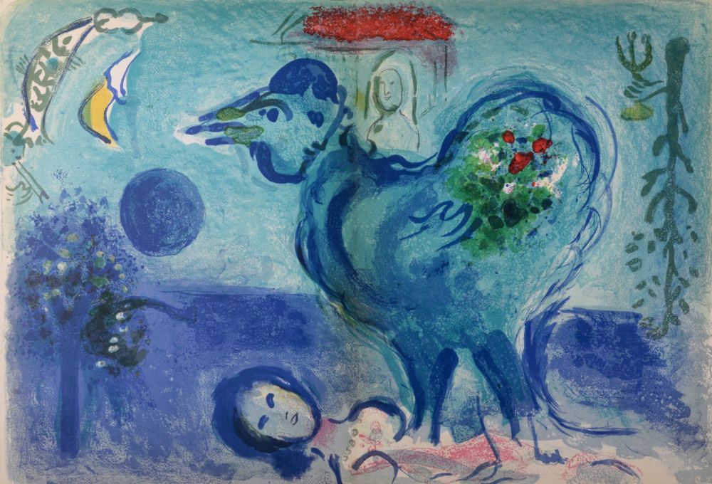 Lithograph Chagall - Paysage au Coq, 1958