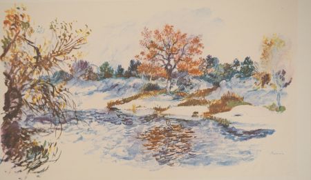 Lithograph Renoir - Paysage d'hiver