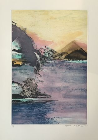 Etching And Aquatint Zao - Paysage Violet