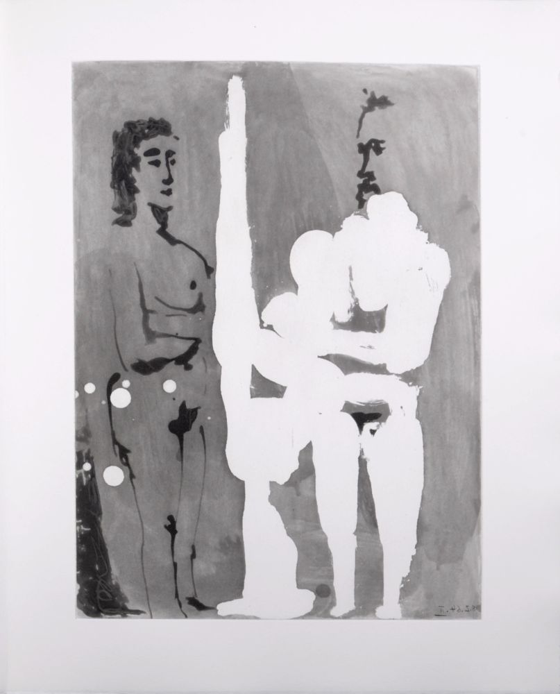 Aquatint Picasso - Peintre debout à son chevalet avec son modèle, 1966