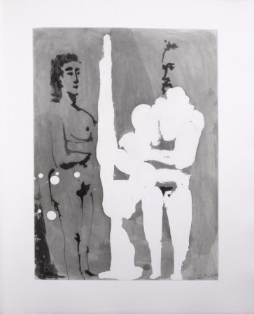 Aquatint Picasso - Peintre debout à son chevalet avec son modèle, 1966