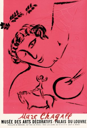 Lithograph Chagall - Peintre en rose