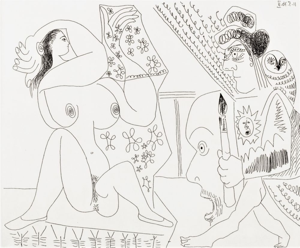 Etching Picasso - Peintre et modèle