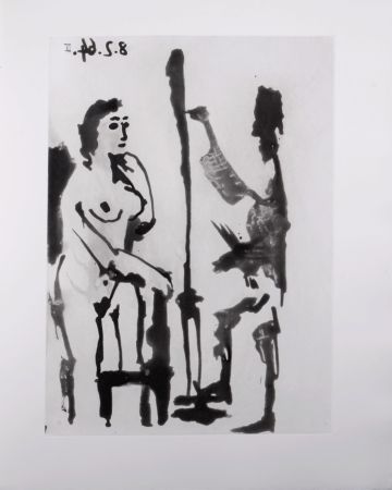Aquatint Picasso - Peintre et modèle accoudé, 1966 - A fantastic original  etching (Aquatint) by the Master!