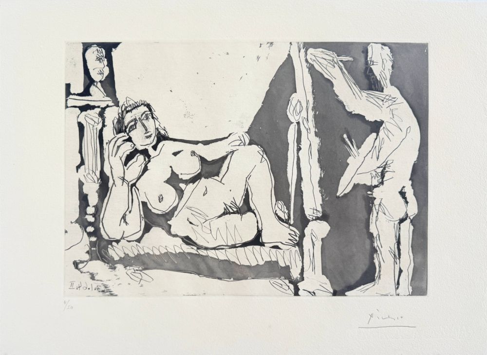 Etching And Aquatint Picasso - Peintre et modèle, avec une sculpture I