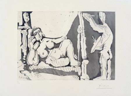 Etching And Aquatint Picasso - Peintre et modèle, avec une sculpture I