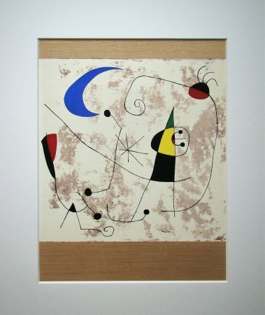 Pochoir Miró - Personnage dans la nuit