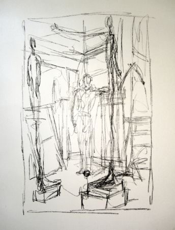 Lithograph Giacometti - Personnage dans l’atelier