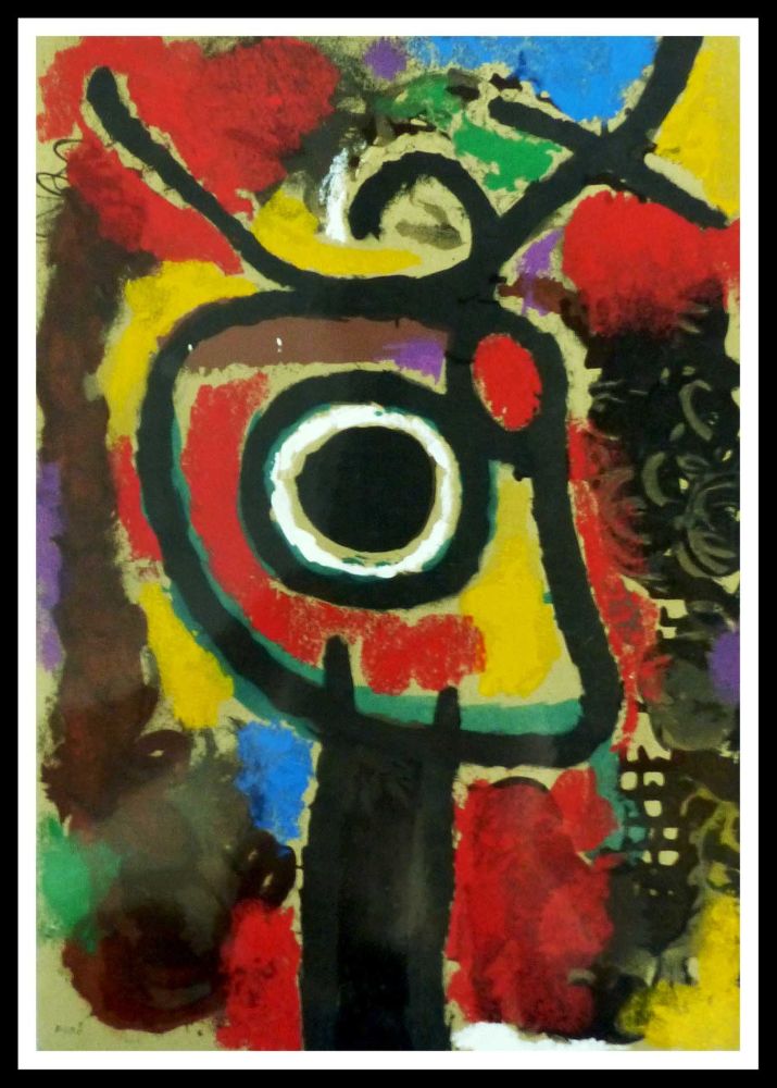 Pochoir Miró (After) - PERSONNAGE ET OISEAU