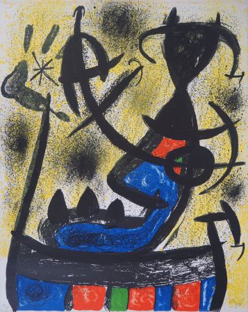 Lithograph Miró - Personnage surréaliste allongé (Il Circulo de Piedra)