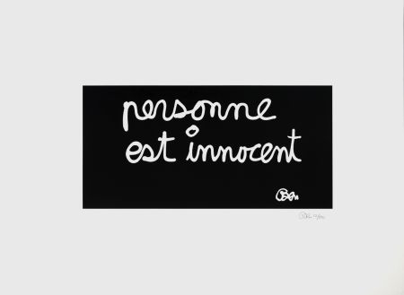 Lithograph Vautier - Personne est innocent, 1995 -  Hand-signed!