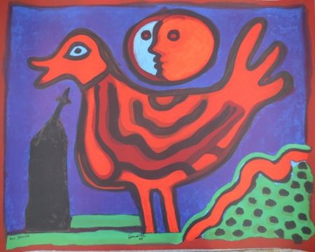 Lithograph Corneille - Petit oiseau rouge