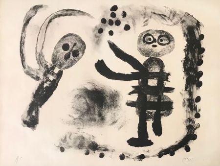 Lithograph Miró - Petite fille au bois 