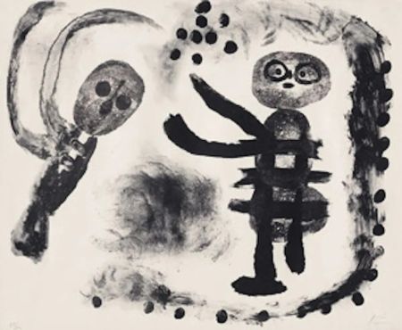 Lithograph Miró - Petite fille au bois